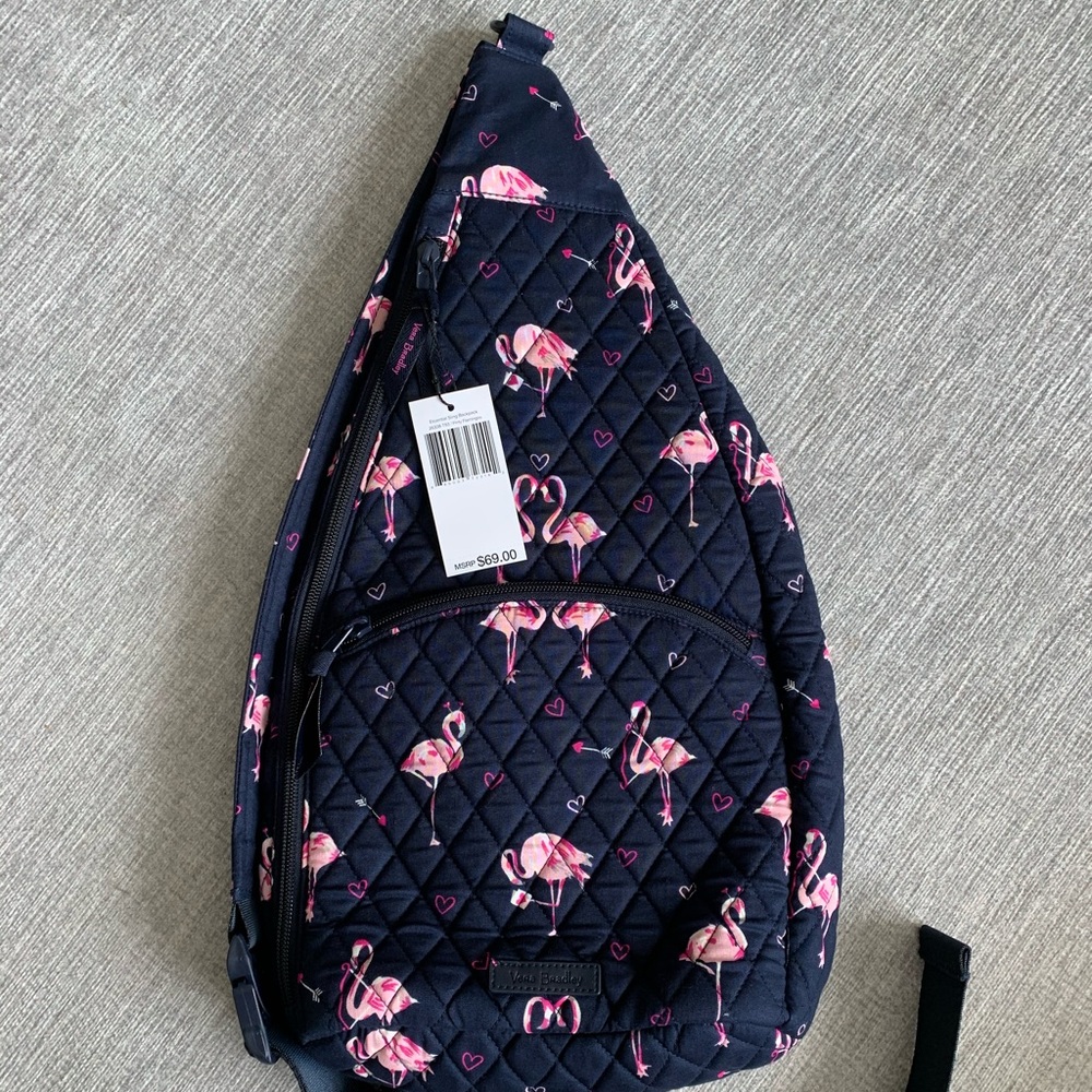 Vera Bradley flirty flamingo sling backpack